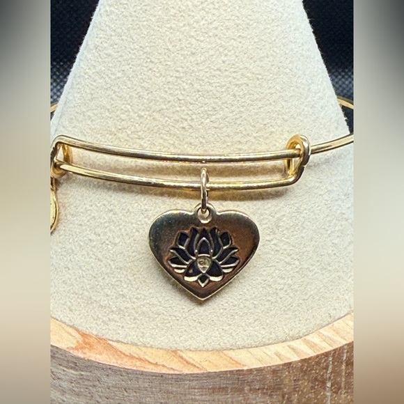 🪷ALEX AND ANI🪷Lotus Peace Petals Charm Bangle in Shiny Gold/EUC - Picture 2 of 8